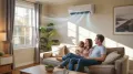Family enjoying comfortable indoor air from an HVAC system in a cozy living room, emphasizing the importance of routine HVAC maintenance for home comfort in Glen Mills.