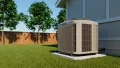 Outdoor air conditioning unit surrounded by green grass and trees, emphasizing HVAC maintenance and preparation for summer heat in West Chester.