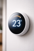 Smart thermostat displaying 23°C, representing efficient HVAC control for optimal home comfort in West Chester.