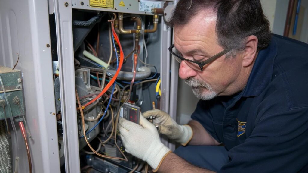 technician conducting furnace repair