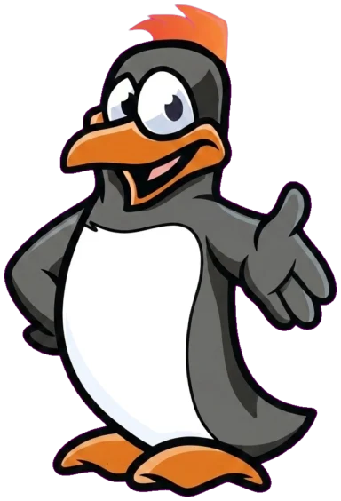 Penguin mascot extending a flipper for a handshake | Precision Air