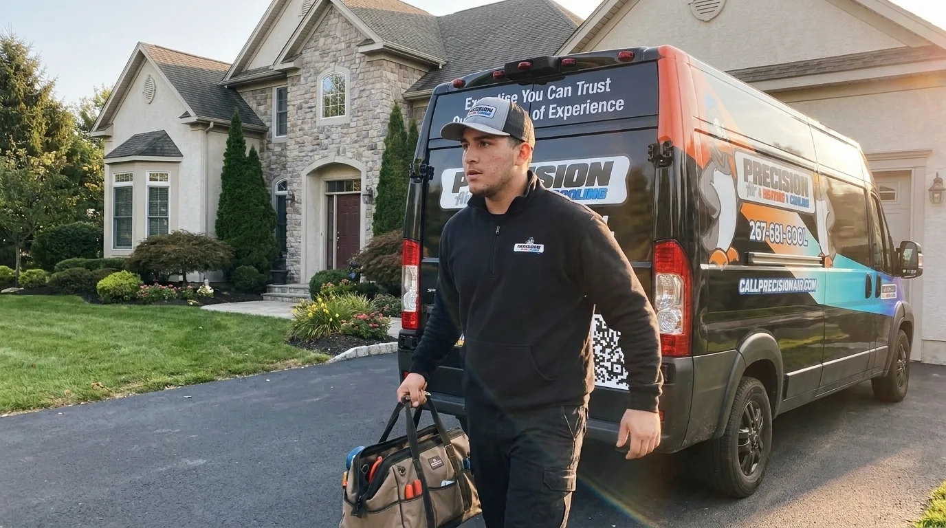 Precision Air technician at work in the Paoli, PA area