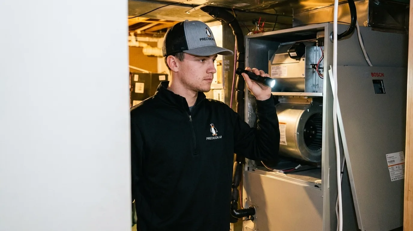 Precision Air technician at work in the Birmingham Township, PA area