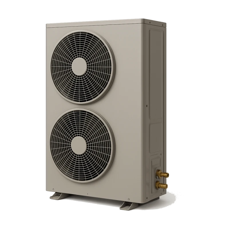 Two-fan cold-climate ductless mini-split outdoor heat pump unit | Precision Air